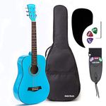 Hola! Music Acoustic Guitar Bundle for Beginners and Kids - 3/4 Size (36") Guitars -"Light Blue"