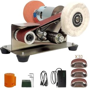 Blissthrill Mini Belt Sander, Electric Spindle Sander, 15° belt sander for knife making, 7 Adjustable Speed Knife Polishing Kit, Power Belt Sanders for Metal Working, DIY (6.5 Inch Mini Belt Sander)