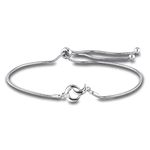 Sterling Silver 0.02 Ct Canadian Diamond Adjustable Bolo Moon Bracelet (H-I Color, SI2-I1 Clarity) by POLAR LIGHT DIAMONDS