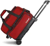 Goloni Double Roller 2 Ball Bowling Bag with Separate Shoe Compartment,2 Ball Bowling Bag with Wheels,Retractable Handle Extends to 40"