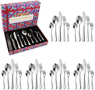 30 Pieces Flatware Set, Stainless Steel Cutlery Silverware Set Service for 6, Kitchen Utensil Set, Home Tableware Set, Include Knives Spoons Forks