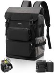 Odoland Cooler Backpack, 2 in 1 Large Capacity Insulated Leakproof Cooler, 26L Dry Storage with 9L (20 Cans) Separate Insulated Bag for Women Men, Lunch Backpack for Beach Picnic Travel,Black