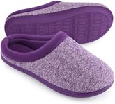 HomeTop Women's Knit Memory Foam Slippers Warm Soft House Shoes with Anti-slip Sole (11-12, Purple)