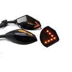 Speedwav mirror_40 Bike Visor Mirror with Side LED Indicator Carbon for Yamaha R15 V2, V3, Bajaj Pulsar NS200, CBR | For bikes