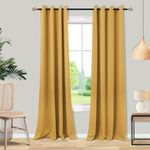 Mrs.Naturall Black Out Curtains 84 Inch Long for Bedroom Windows for Living Room Gold Luxury Blackout Drapes Curtains 84 Inch Length 2 Panels Set