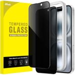 JETech Privacy Full Coverage Screen Protector for iPhone 16 6.1-Inch, Black Edge Anti-Spy Tempered Glass Film with Easy Installation Tool, Case-Friendly, 2-Pack