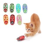 Electronic Cat Toy, 7PCS Pet Cat Toy Cat Playing Toy Mini Cute Cat Toy Battery Operated Cat Toys Cute Ladybug Cat Playing Toy