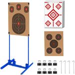 Atflbox Shooting Target Stand with 10pcs 17x25 Inch Sight in Paper Targets, Durable Paper Target Holder with Stable Adjustable Base for Cardboard Silhouette, H Shape, IPSC, IDPA Practice (1 Pack)