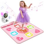 Acelufly Rechargeable Dance Mat Toys for Girls, Light Up Dance Pad with Wireless Bluetooth, 5 Game Modes, Adjustable Volume & LED Lights, Xmas B-Day Gifts for 3-12 Years Old Kids (Pink)