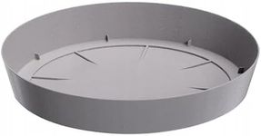 B2C Round Plastic Water Plant Pot Saucer Trays Grey White Anthracite Weather-Resistant 8 sizes 10-38cm (Grey, 27cm ⌀)