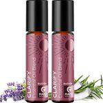 Headache Essential Oil Roll On - Clarify Essential Oil Blend Headache Roll On with Aromatherapy Oils - Peppermint Rosemary and Lavender Roll On Essential Oils for Skin Relaxation and Self Care 2-Pack