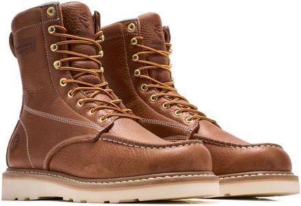 SUREWAY Men's 8 Inch Moc Toe Work Boots,Steel Toe Tobacco,Size 9