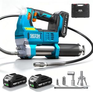Seesii Electric Grease Gun, 12000 PSI Cordless Grease Gun with 2 Batteries, 10 oz/min Fast Flow, 6-Speed & 2 Pressure, 48" Hose, Quick-Lock & 90 Degree Couplers for Tractor, Truck & Heavy Equipment