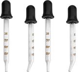 Eye Droppers - Pack of 4, Bulk Bent & Straight Tip Calibrated Glass Medicine Dropper Set for Essential Oils, Pipette Droppers for Accurate Easy Dose and Measurement (1 mL Capacity)