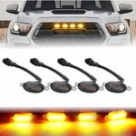 Monarchie Car Grill Universal Daytime Running 4 LED 4 PCS 12W Light Smoke Shell Compatible with All Cars