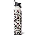 Swig Life 20oz Insulated Water Bottle, Travel Water Bottle with Straw and Lid, Cup Holder Friendly Water Bottles, Stainless Steel Water Bottle, 20 oz Tumbler, Reusable Water Bottle (Luxy Leopard)