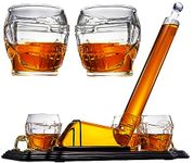 Ice Hockey Whiskey Decanter Set With 4 Helmet Whiskey Glasses by The Wine Savant 750ml Decanter 8 Ounce glasses