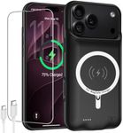 Battery Case for iPhone 18 Pro Max,Upgraded 12000mAh High Capacity Rechargeable Portable Extended Charger Case Wireless Charging Compatible with 18 Pro Max(6.9 inch) Charging Cover & Carplay (Black)