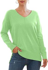 Jouica Women's Winter Sweater Breeze Light Knit Casual Sweater with High Low Hemline,QC Green,X-Large