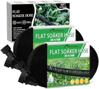 Flat Soaker Hose 100ft, Garden Hose with Heavy Duty Double Layer Design, Drip Irrigation Hose Saves 80% Water, Leak Proof Sprinkler Hose for Garden, Lawn, Vegetable plot (50ft x 2)