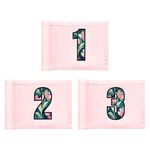 Golf Flag 8x6 Inch – 420D Nylon Double-Sided Mini Pin Flag with Tube Inset, Practice Putting Green Flags for Yard (Numbered Pink - Set of 3)