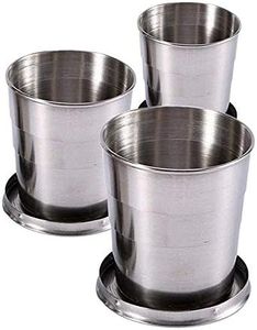 3PCS Collapsible Travel Cups For Dishes & Utensils , Stainless Steel Folding Camping Cup With Lids - 2.5 oz , 4.7 oz , 8.2 oz , Expandable Portable Reusable Drinking Mug For Survival , Hiking , Picnic