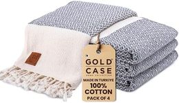 GOLD CASE Turkish Beach Towel Set of 4 – 100% Cotton Large Turkish Bath Towels 67 x 38'' – Zeus Extra Large, Quick Dry & Sand Free Towels – Peshtemal for Pool – Grey