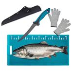 KNINE OUTDOORS Fish Fillet Mat Fish Cleaning Board Fishing Cutting Board Fish Mat with 7 inch Filet Knife, for Easy Filleting, 14""x28""