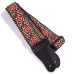 KLIQ Vintage Woven Guitar Strap for Acoustic and Electric Guitars + 2 Free Rubber Strap Locks and 1 Free Lace | '60s Jacquard Weave Hootenanny Style | Classic Nelson Red