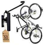 StoreYourBoard Bike Wall Mount | Garage Bike Rack Wall Mount, Vertical Bike Rack, Bike Wall Hanger with 124° Swivel Stopper, Holds 50 lbs, Fits All Wheel Diameters, Max 2.6” Tires [Black, Pack of 2]