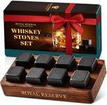 Whiskey Stones Gift Set by Royal Reserve – Artisan Crafted Reusable Chilling Rocks for Scotch – Bourbon Gifts for Men Husband Dad Boyfriend Guy