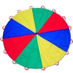 Dulousia Parachute 10ft - Kids Play Rainbow Gymnastics Parachute with Handles for Field Days Group Team Cooperative Games, Gym Class Parachute Christmas Birthday Church VBS Activity Supplies