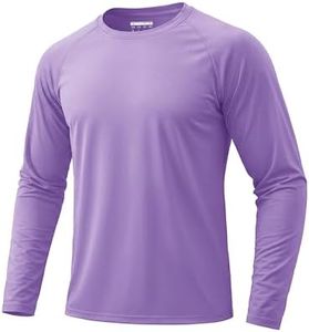 KEFITEVD Work Shirts for Men Fishing Shirts Performance Shirt Men Running Workout Shirts Rash Guard T-Shirts Light Purple