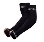 SEFLICA UV Sun Protection Cooling UPF 50 Compression Arm Sleeve for Men and Women With Thumb Hole, Arm Sleeves for Boys and Girls, For Tattoo Cover Up and Sports, 1 Pair - Black