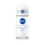 NIVEA Fresh Natural Roll On Deodorant | 72H Long Lasting Freshness | Fights Bacteria and Bad Odour | Mild Soothing Fragrance | With Ocean Extracts | 0% Alcohol | Dermatologically Approved & Paraben Free Formula | 50ml