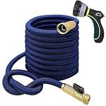 TheFitLife Felxible and Expandable Garden Hose - 13-Layer Latex Expanding Hose with Retractable Fabric, Solid Brass Fittings and Nozzle, Kink Free, Lightweight, Collapsible Water Hose (25 FT)