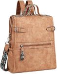 FADEON Leather Laptop Backpack for Women, Designer Ladies Work Travel Computer Backpack with Laptop Compartment, Suede Brown, Daypack Backpacks