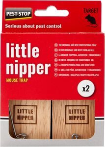 Pest-Stop Little Nipper Wooden Mouse Traps, Reusable Snap, 2-Pack