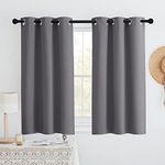 PONY DANCE Grey Blackout Curtains - Thermal Insulated Grommet Curtain Panels Room Darkening for Kitchen/Bedroom Window Treatments Home Decoration, 42 inches Wide by 45 inches Long, 1 Pair