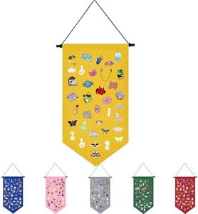 Wall Hanging Brooch Jewelry Storage Case Canvas Display Stand Enamel Pin Display Banner Holder Earrings Necklace Glitter Pin Collection Organizer (Yellow)