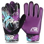 Arsh Sports Goalkeeper Gloves for Kids,Youth and Adult Football Soccer Goalie Gloves with 4-mm Latex Double Wrist Protection (Purple, Size 4 Suitable for 6 to 9 Years Old)