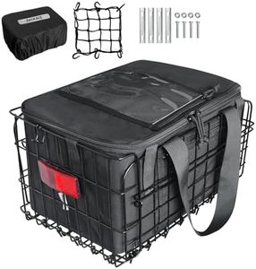 RAYMACE Bike Basket Rear,Bicycle Basket with Removable Liner,Rainproof Cover and Cargo Net,Folding Bike Baskets for Adult,Quick Release Design Fits for Most Rear Mounted Bike Rack
