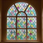 FEOMOS Stained Glass Window Film, Window Privacy Films, Colorful Lattice Window Tint, Rainbow Glass Decals Stickers for Home Anti UV 44cm x 200cm