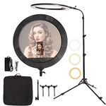 GSKAIWEN 25inch 75W 3000K-6600K Ring Light with Retractable Light Stand Soft Tube and Phone Holder Dimmable Bi-Color LED Light for Makeup, Selfie, YouTube, Eyebrow, Tattoo, Lash, Beauty, Eyelash