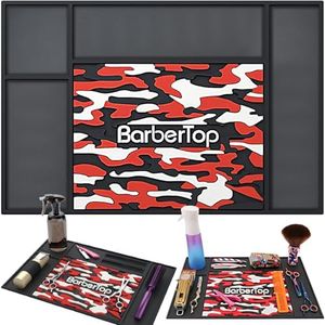 Barbershop Organizer Mats, 13 x 18.9 Barber Anti-Slip Mat Salon Haircutting Shaving Tools Resistant Table Pad Station, Clippers Matt for Beauty Salon Home