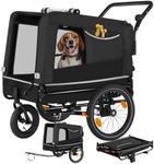 tectake® 2-In-1 Dog Bike Trailer for all Bike Types, Foldable Dog Carrier with Good Ventilation, Rain Cover & Height-Adjustable Push Handle - Ideal Pet Stroller for Small & Medium-Sized Pets - Black