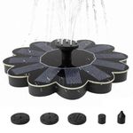Verilux® Solar Fountain for Garden, Flower Shape-No Battery, with 6 Nozzles, Solar Fountain Pump for Home Bird Bath, Outdoor, Pool, Garden, Pond & Flower Pot-Black 1.4W