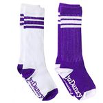 juDanzy Knee High Team Color Tube Socks for Toddler and Youth Boys and Girls (2 Pack), Purple, 4-6 Years