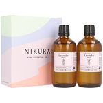 Nikura French Lavender Essential Oil - 200ml (2 x 100ml) | 100% Pure Natural Oils | Perfect For Sleep, Calming, Aromatherapy, Diffusers, Bath | Great For Self Care, Massage, Relaxing | Vegan & UK Made