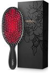 MISEL Professional Salon Approved Boar Bristle Hair Brush for Women and Men | Detangles Thin or Thick Natural Hair and Hair Extensions | Reduces Breakage | Great for Wavy and Straight Hair | Large